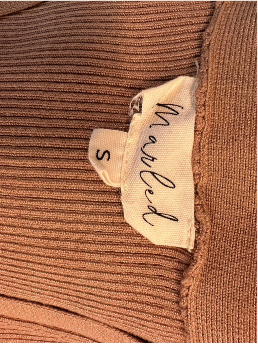 Marled Ribbed Button-Front Tank Top - Camel Brown - Picture 5 of 8